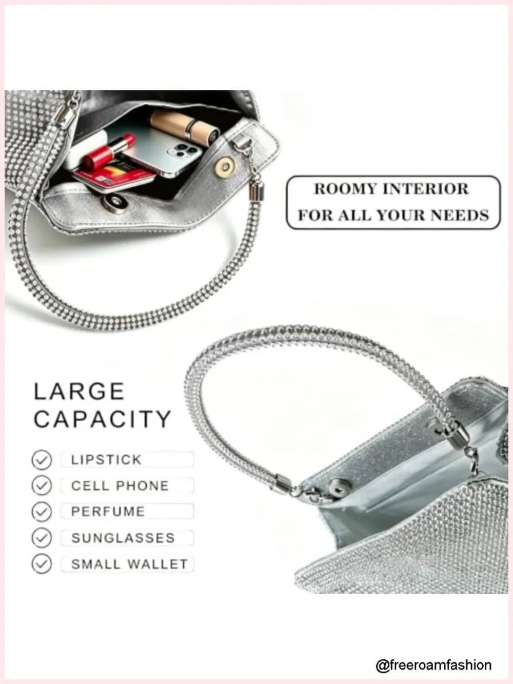 Sparkly Rhinestone Crystal Clutch Evening Bag Crossbody Purse